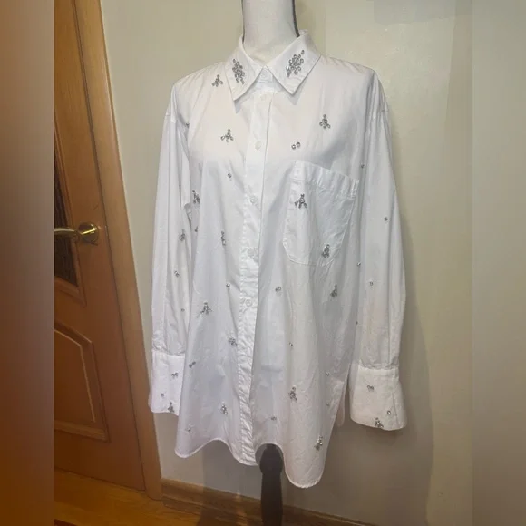 Zara White Blouse with Silver Embellishments - Picture 12 of 16